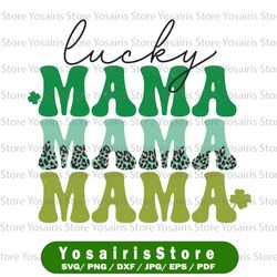 st. patrick's day png, lucky mama png, retro st. patrick sublimation design, leopard cheetah pattern shirt,