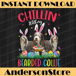 Chillin' With My Bearded Collie Easter Eggs Happy Easter Easter Day Png, Happy Easter Day Sublimation Design