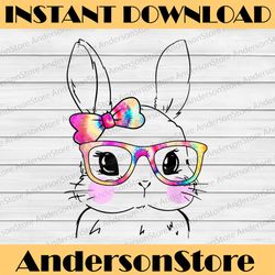 cute bunny face tie dye bow tie easter day easter day png, happy easter day sublimation design