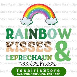 rainbow kisses and leprechaun wishes png| st patricks day, sublimation, st patrick's day, cute st patricks day