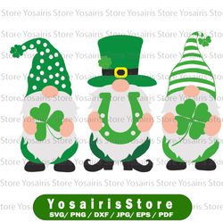St. Patricks Day svg, Gnome svg, Shamrock svg, Lucky Gnomes svg, Three Gnomes svg, Irish Gnome svg, dxf, Print, Cut File