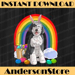 happy easter eggs bunny dog sheepadoodle easter day png, happy easter day sublimation design