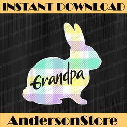 grandpa bunny rabbit pastel plaid grandfather easter easter day png, happy easter day sublimation design