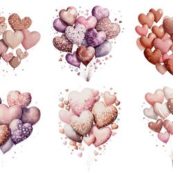 06 files of balloons valentine day watercolor happy valentines day sublimation bundle