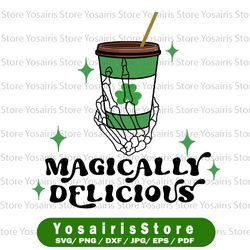 magically delicious hand bone - st. patrick's day png, shamrock, sublimation digital download