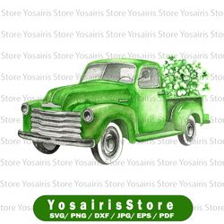 vintage green truck, st. patrick's day, shamrocks, watercolor, png file, crafting, sublimation, instant download
