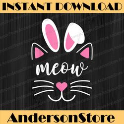 meow cat face easter day bunny ears funny cat lover easter day png, happy easter day sublimation design