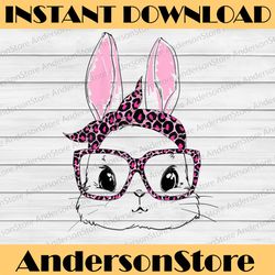 cute bunny face leopard glasses headband happy easter day easter day png, happy easter day sublimation design