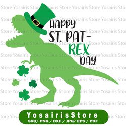 happy st. pat trex day svg - t-rex svg - funny st. patrick's day shirt - cutting files for silhouette