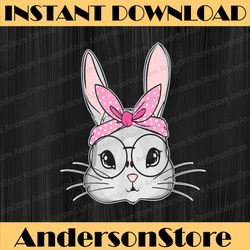easter bunny cute rabbit messy bun girls easter day png, happy easter day sublimation design