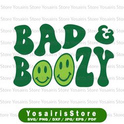 bad and boozy svg, retro png, saint patricks day png, lucky smileys png , shamrock png, sublimation, cut file
