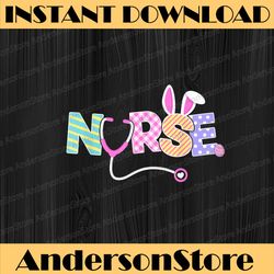 nurse easter bunny ears nursing easter egg stethoscope easter day png, happy easter day sublimation design