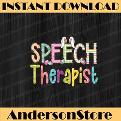 bunny speech therapist slp happy easter eggs hunter easter day png, happy easter day sublimation design