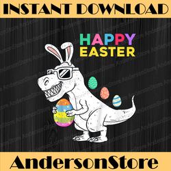 happy easter t rex dino with bunny ears funny egg easter day png, happy easter day sublimation design