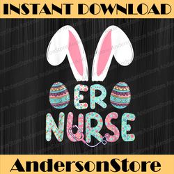 cute easter er nurse rn bunny ears happy easter eggs easter day png, happy easter day sublimation design