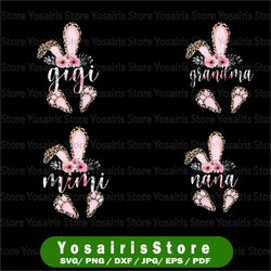 gigi cheetah bunny bundle png easter leopard print ears and feet with flower rabbit sublimation digital design easter