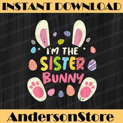 sister easter matching family party bunny face costume easter day png, happy easter day sublimation design
