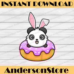 panda donut easter day rabbit bunny ears easter day png, happy easter day sublimation design