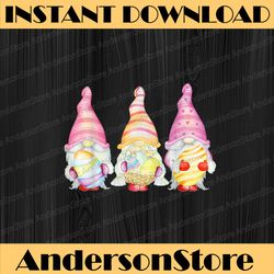 Watercolor Gnomes Holding Easter Eggs Easter Day Png, Happy Easter Day Sublimation Design