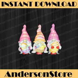 watercolor gnomes holding easter eggs easter day png, happy easter day sublimation design