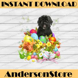 Portuguese Water Dog Bunny Dog With Easter Eggs Basket Cool Easter Day Png, Happy Easter Day Sublimation Design