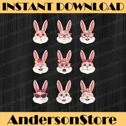 cute bunny face with glasses bowtie easter easter day png, happy easter day sublimation design