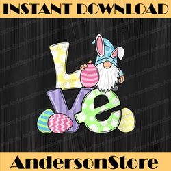 love gnome bunny pastel spring hunt eggs rabbit easter day easter day png, happy easter day sublimation design