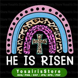 he is risen leopard rainbow christian jesus happy easter day, easter day png, he is risen png, leopard rainbow
