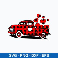 buffalo plaid truck loads of love svg, truck valentine svg, png dxf eps file
