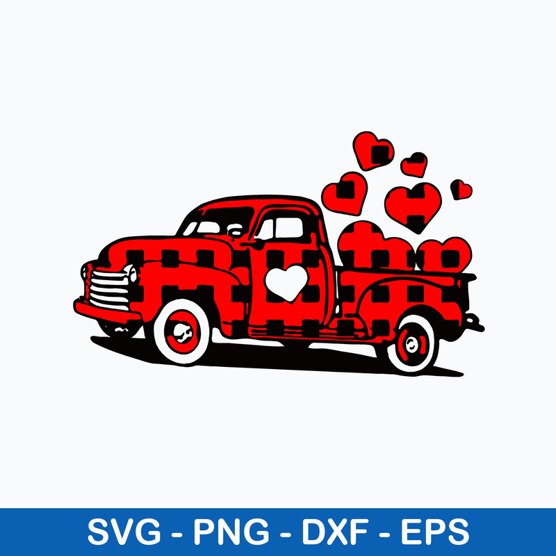 Buffalo Plaid Truck Loads of Love Svg, Truck Valentine Svg, Png Dxf Eps File.jpeg
