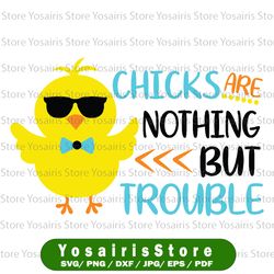 chicks are nothing but trouble svg, boys easter svg, easter chick svg, funny svg, baby boy easter svg