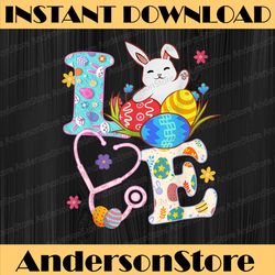 stethoscope scrub life nurse bunny easter day easter day png, happy easter day sublimation design