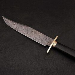 custom handmade damascus bowie knife buffalo horn handle razor sharp 13 inch