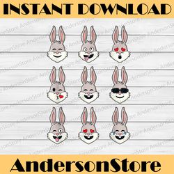 Happy Easter Day Rabbit Face Emotions Funny Easter Day Png, Happy Easter Day Sublimation Design
