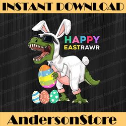happy eastrawr t rex easter bunny dinosaur eggs easter day png, happy easter day sublimation design