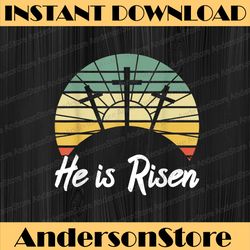 retro he is risen christian jesus christ religious easter easter day png, happy easter day sublimation design