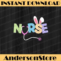 cute easter nurse bunny ears happy easter eggs easter day png, happy easter day sublimation design