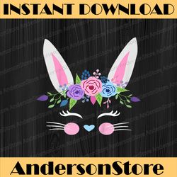 cute easter bunny with floral wreath 10-12 years old easter day png, happy easter day sublimation design