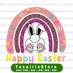 easter day rainbow with eggs png, easter bunny png, happy easter png, happy easter bunny rabbit rainbow leopard
