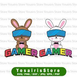 Easter Bunny Gamer Svg, Rabbit Easter Day Gaming Boys Girls Kids svg, Video Game Controller svg, Happy Easter svg