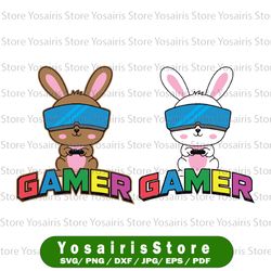 easter bunny gamer svg, rabbit easter day gaming boys girls kids svg, video game controller svg, happy easter svg