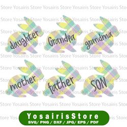 daughter bunny rabbit pastel plaid png, daughter easter png, easter png, daughter bunny png, easter bunny png