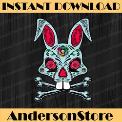 easter bunny ears sugar skull easter day png, happy easter day sublimation design