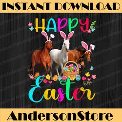 happy easter horse lover three horse wearing bunny ear easter day png, happy easter day sublimation design