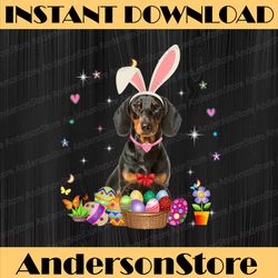 cute dachshund easter day bunny eggs easter costume easter day png, happy easter day sublimation design