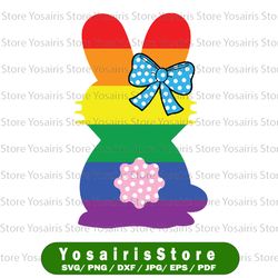 rainbow easter bunny svg, ribbon cute rabbit gay pride flag lgbtq svg png, easter bunny svg | png design