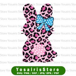 pink leopard easter svg, png, bunny ribbon cute svg, bunny rabbit png, leopard cheetah png, easter clip art svg design