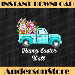 cute gnomes with bunny ears egg hunting truck easter gnome easter day png, happy easter day sublimation design