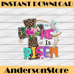easter for christian mom he is risen leopard easter day png, happy easter day sublimation design