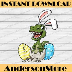 easter day t rex with bunny ears eggs funny easter day png, happy easter day sublimation design